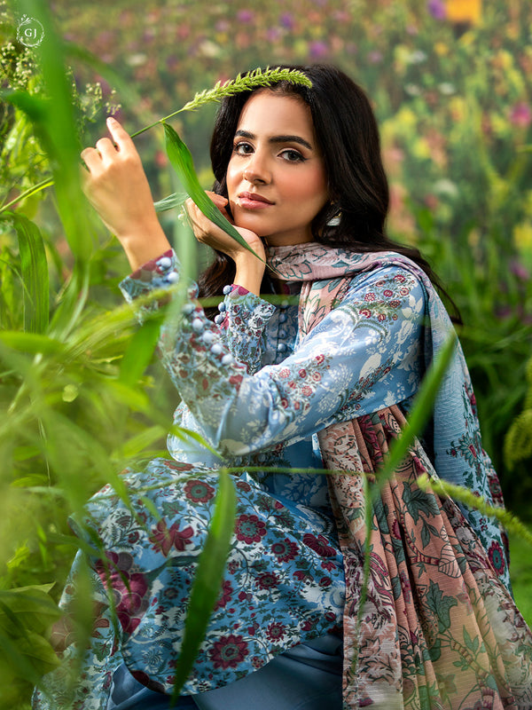 Three Pieces Printed Lawn.