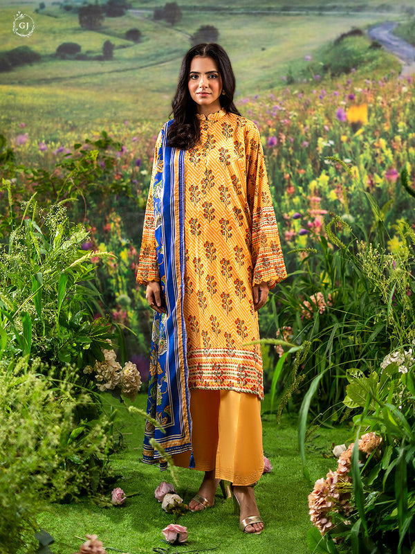 Three Pieces Printed Lawn.