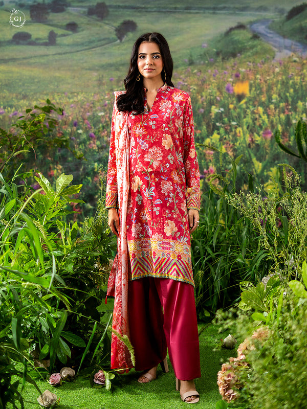 Three Pieces Printed Lawn.