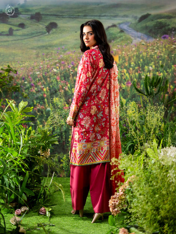 Three Pieces Printed Lawn.