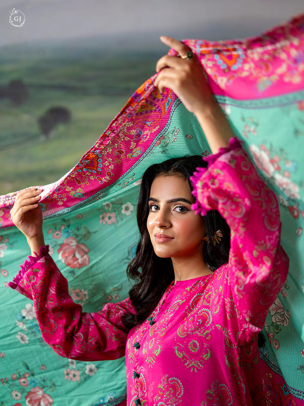 Three Pieces Printed Lawn.