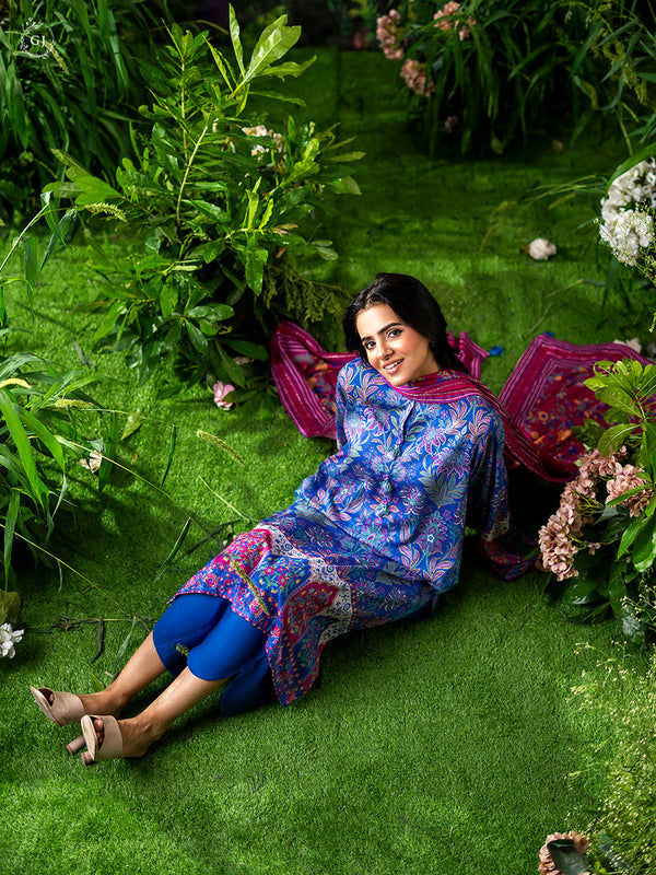 Three Pieces Printed Lawn.