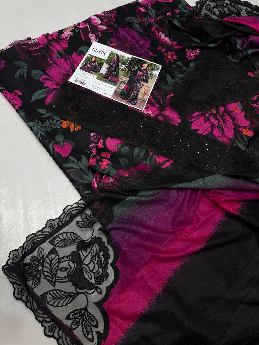 IZNIK 3 pcs lawn with VOIL DUPATTA. wholesale market.